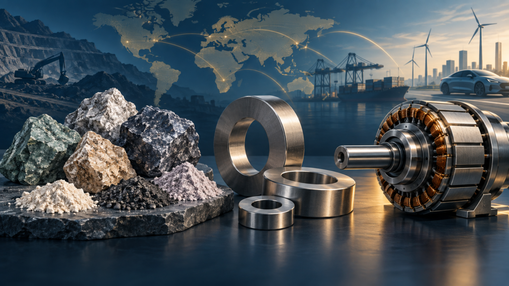 Editorial illustration: Rare earths and permanent magnets